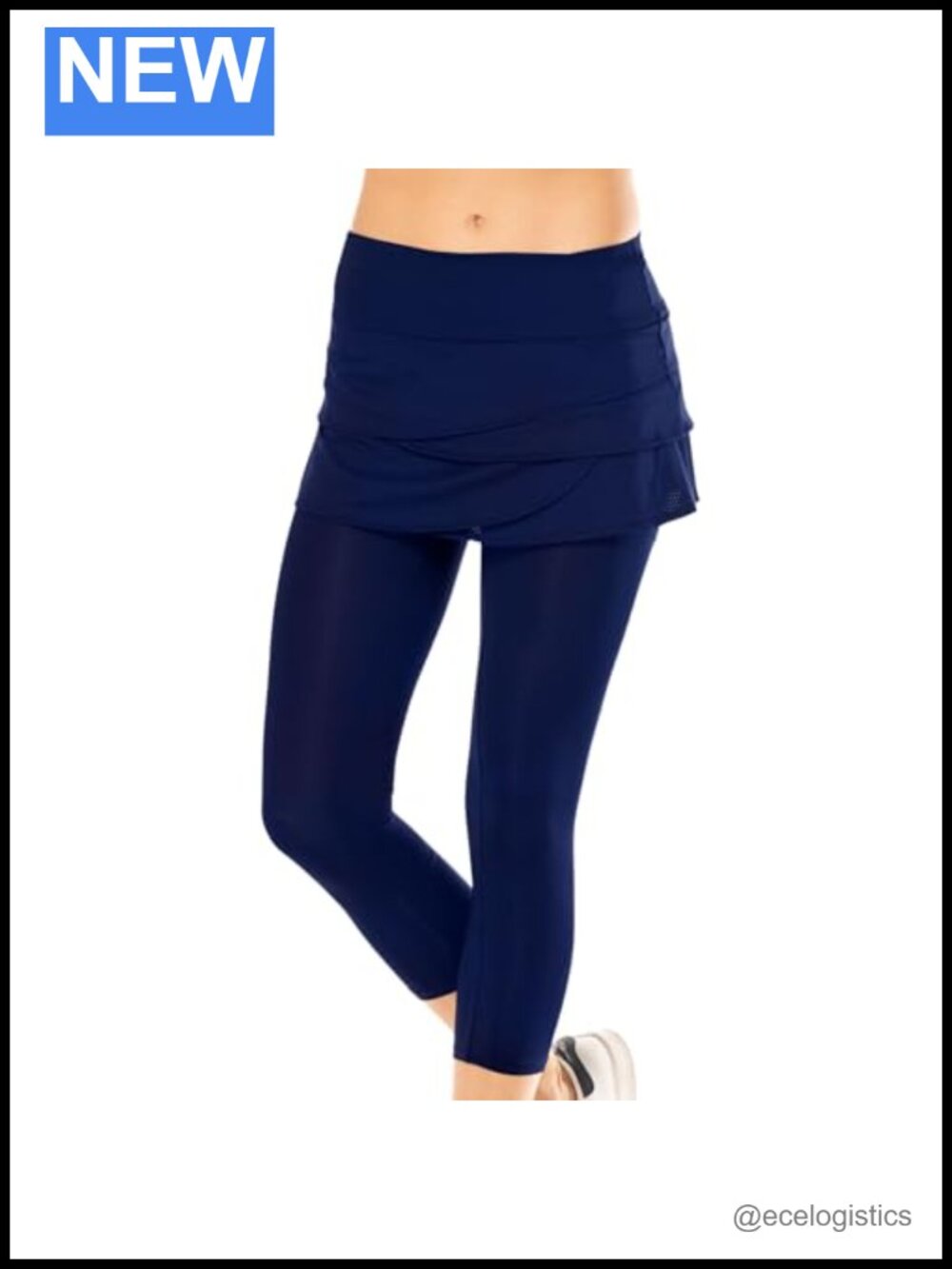 Scallop Capri Skort with Built-in Leggings Athletic Tennis High Rise A-Line